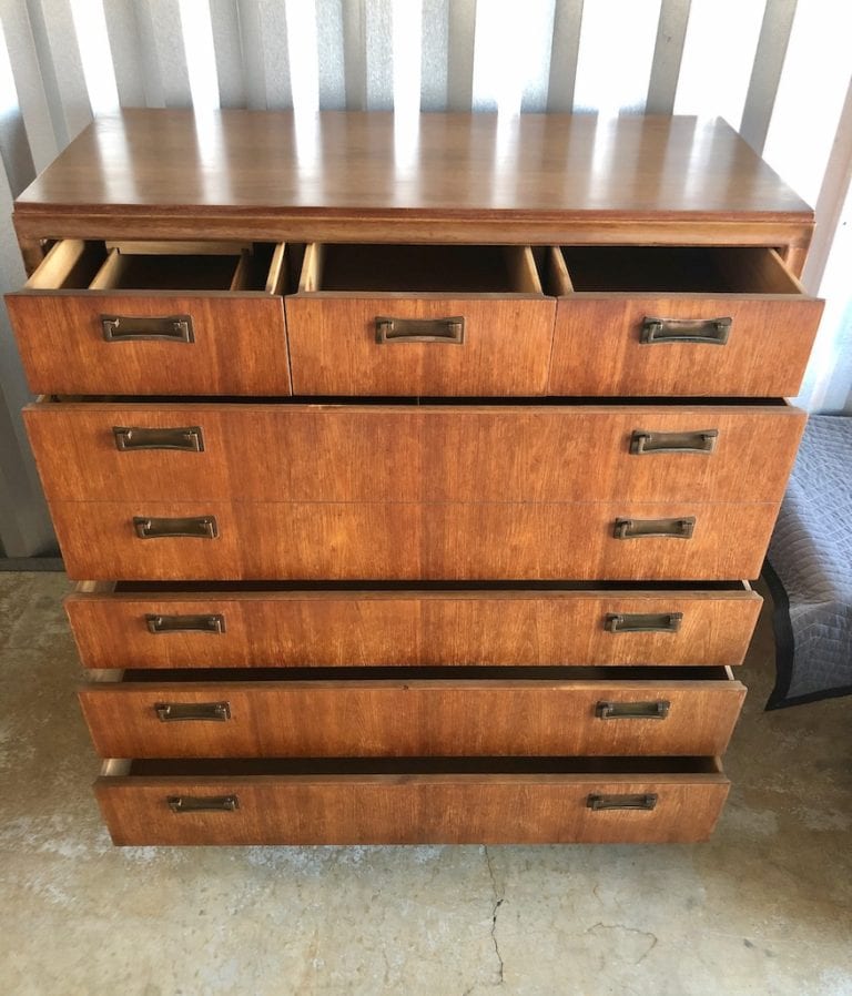 Vintage 7 Drawer Tall Boy Dresser by Hickory Furniture Co. 1960s | Circa