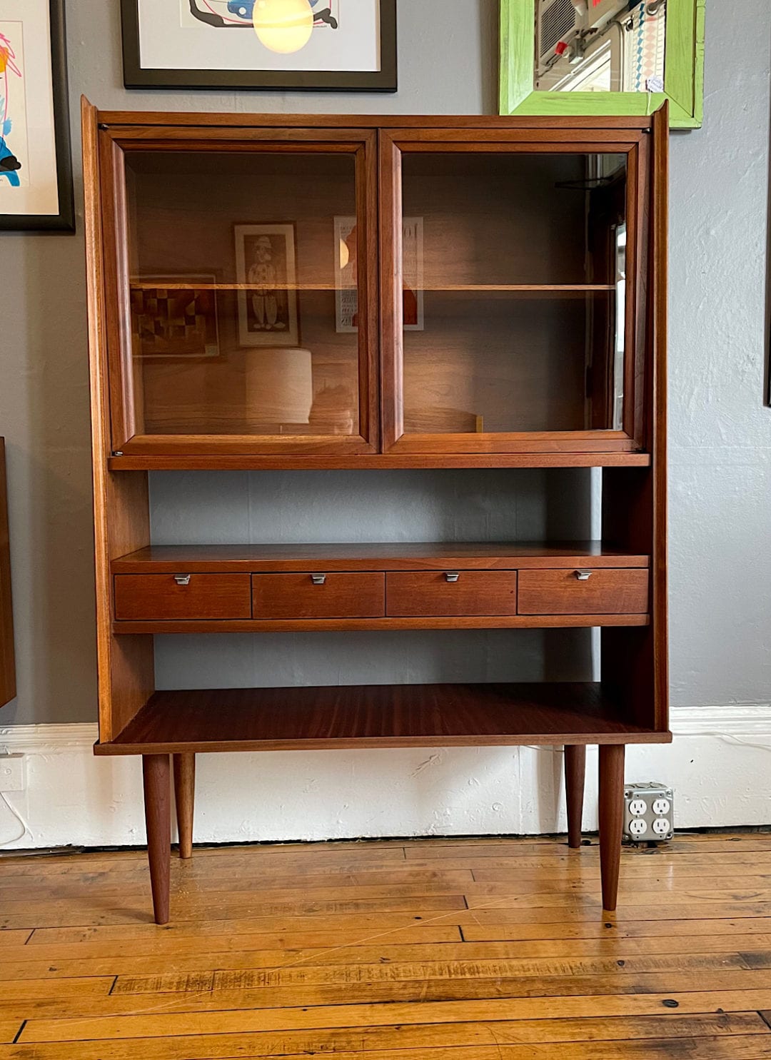 Modern Walnut Bookcase 