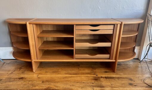 Large Danish Modern Teak Sideboard w/ Hutch Top by Poul Hundevad - Image 9