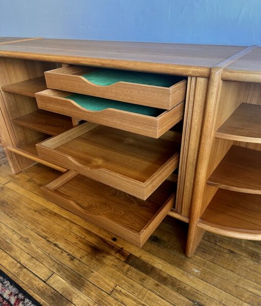 Large Danish Modern Teak Sideboard w/ Hutch Top by Poul Hundevad - Image 11