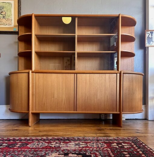 Large Danish Modern Teak Sideboard w/ Hutch Top by Poul Hundevad