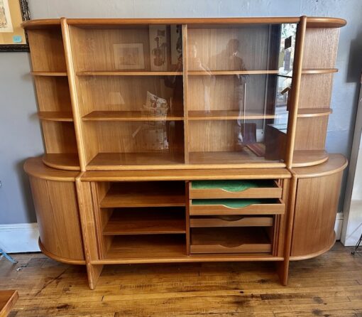 Large Danish Modern Teak Sideboard w/ Hutch Top by Poul Hundevad - Image 5