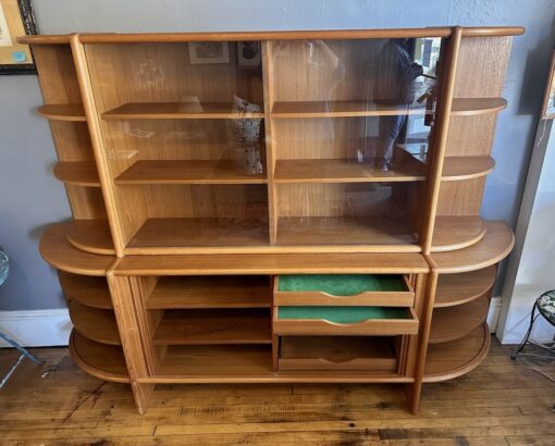 Large Danish Modern Teak Sideboard w/ Hutch Top by Poul Hundevad - Image 6