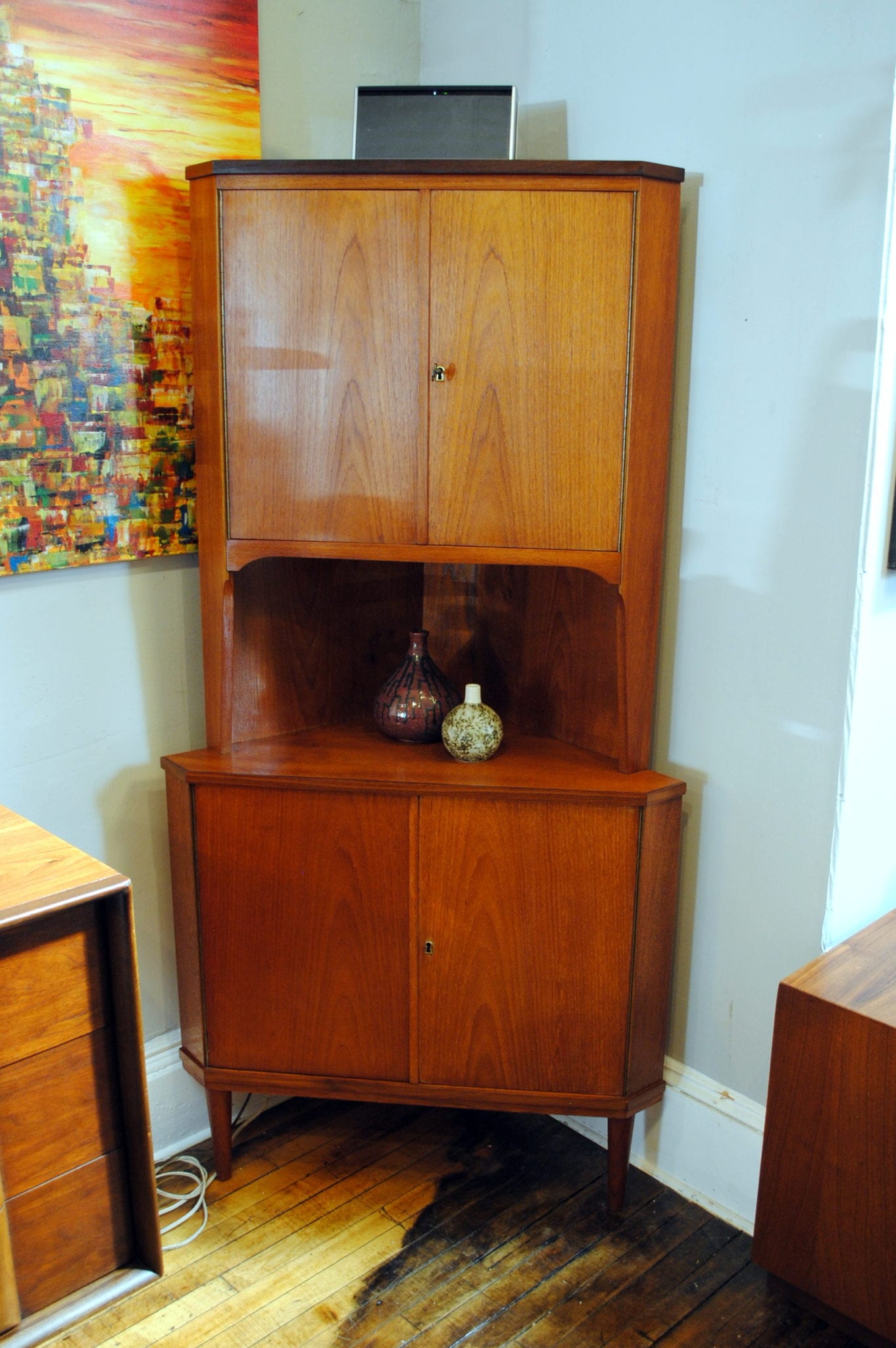 Danish Corner Cabinet Circa