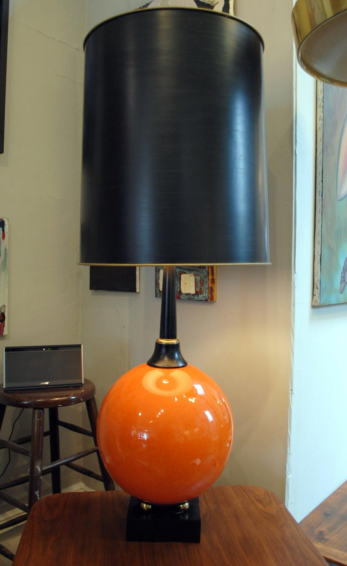 Mid Century Modern Orange Table Lamp | Circa