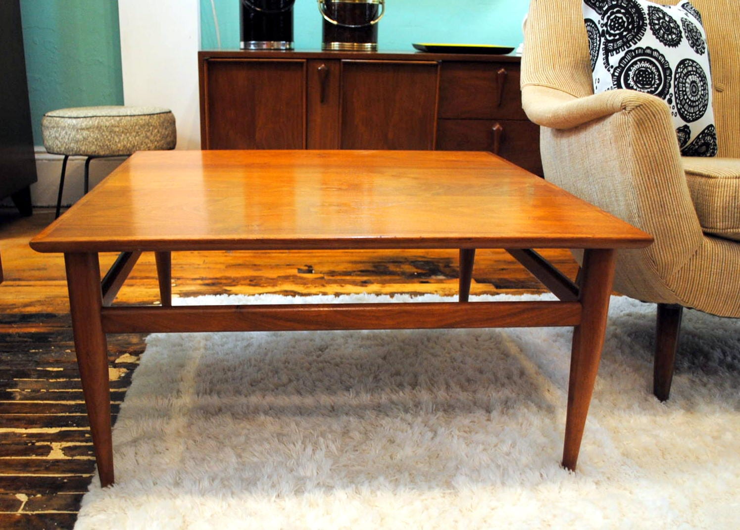 Mid Century Round Coffee Table Living Room