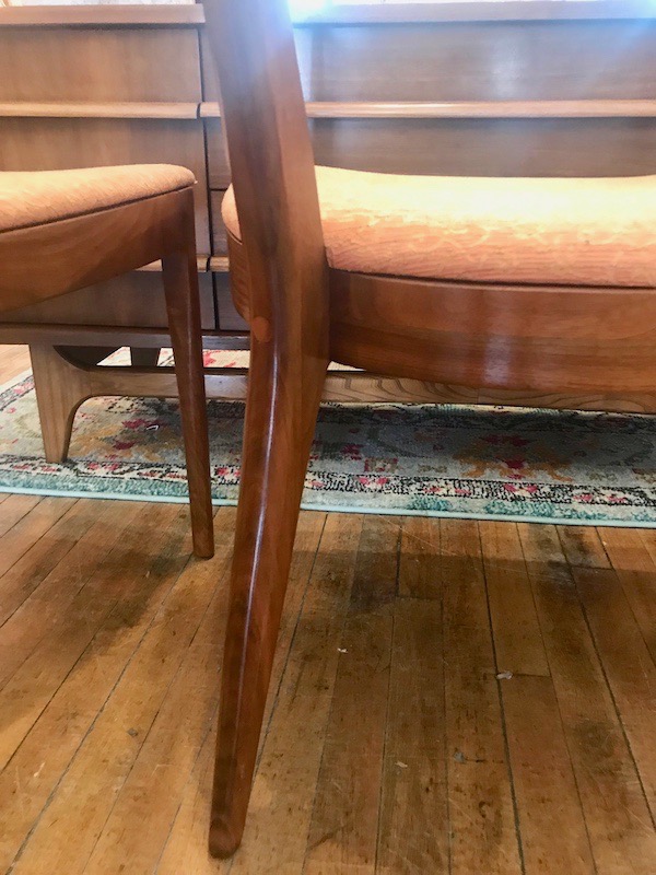 Set Of 4 Walnut Drexel Declaration Dining Chairs 1950 S Circa