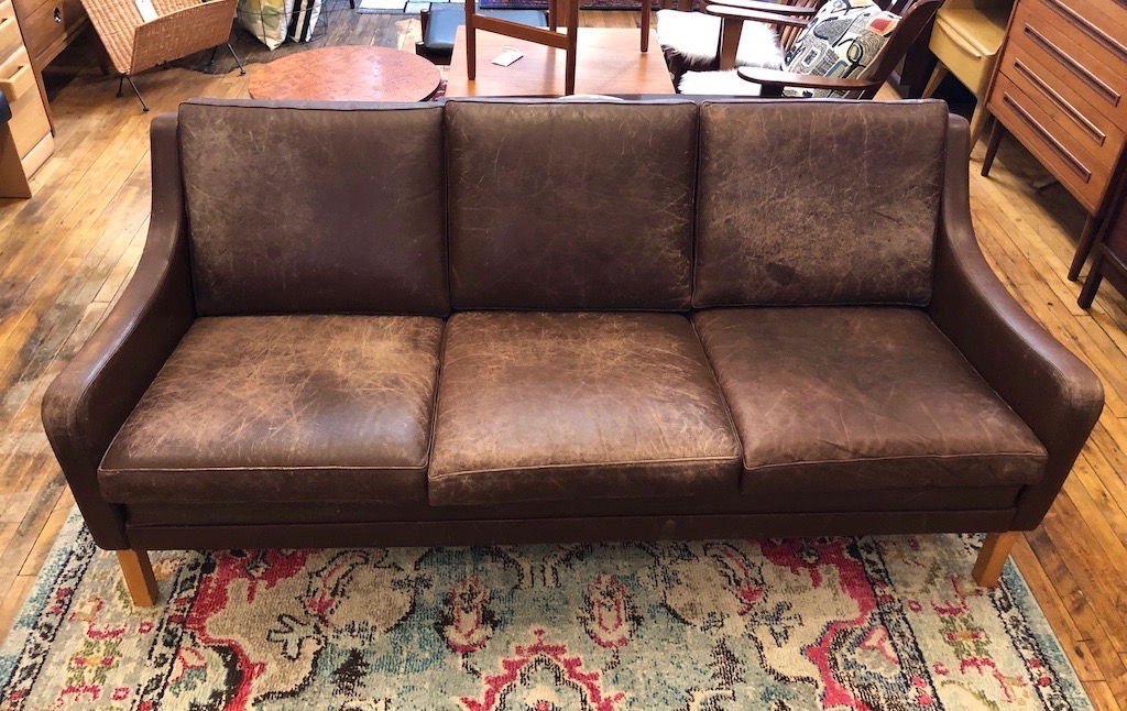 ikea chocolate brown leather sofa