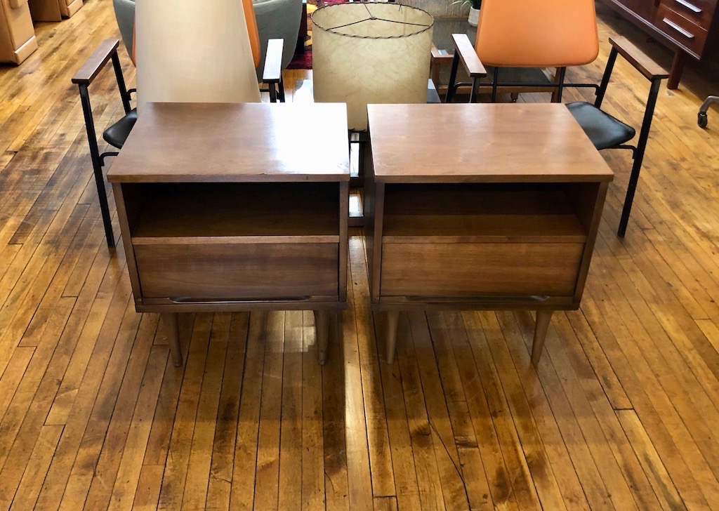 Mid Mod Pair of Walnut Nightstands-1960’s | Circa