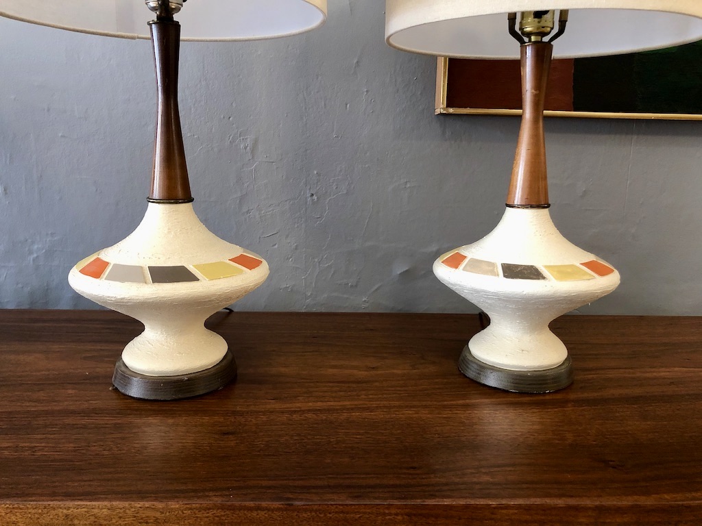 vtg 60's Tulip Genie Atomic Mod ceramic LAMP MCM EAMES Saarinen Hourglass Genie 
