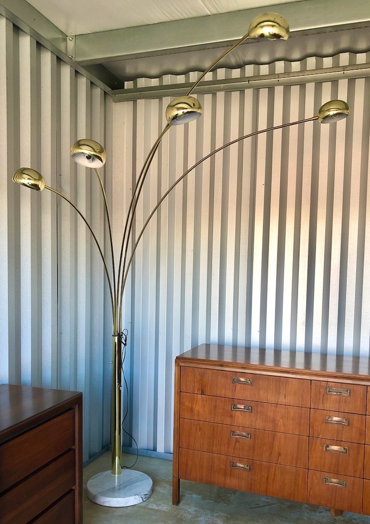 Vintage Brass Marble Arc Floor Lamp, Vintage Arc Floor Lamp