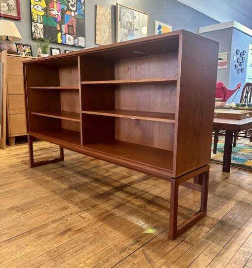 Danish Teak Display / Bookshelf w/Sliding Glass Doors