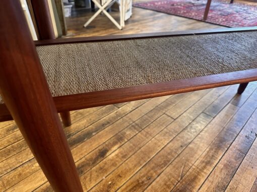 Danish Teak Coffee Table w/ floating caned shelf - Image 3