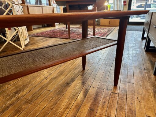 Danish Teak Coffee Table w/ floating caned shelf - Image 6