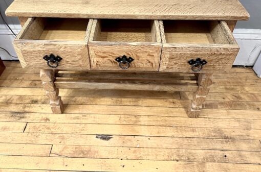 Danish Oak Petite Side Table w/ 3 drawers - Image 7