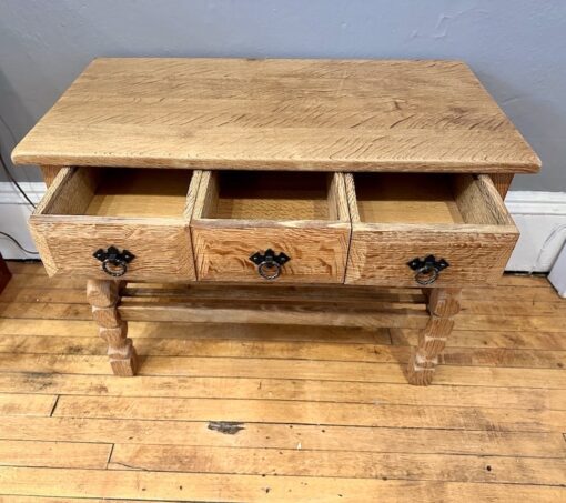 Danish Oak Petite Side Table w/ 3 drawers - Image 8