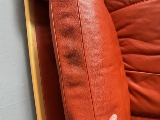 Danish Leather & Beech Three Seater Sofa by Stouby - Image 7