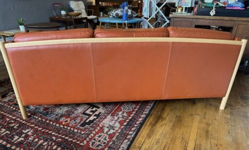 Danish Leather & Beech Three Seater Sofa by Stouby - Image 4