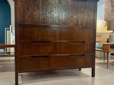 John Stuart Inc. Brutalist Walnut Tall Chest