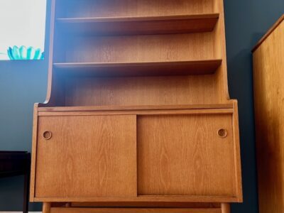Danish Oak Tall Bookcase Cabinet