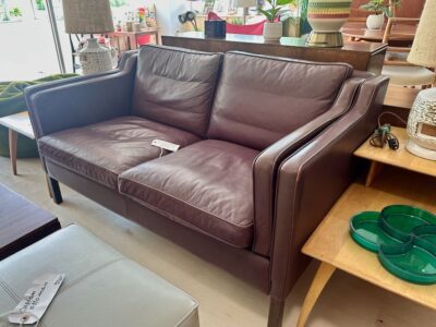 Danish Leather Loveseat by Stouby in Aubergine ** OFF SITE**