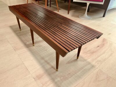 Mid Century Extendable Slat Wood Bench / Coffee Table