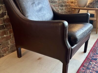 1960s Brown Leather Easy Chair -Denmark