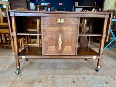 Mid Century Expandable Rolling Bar / Serving Cart