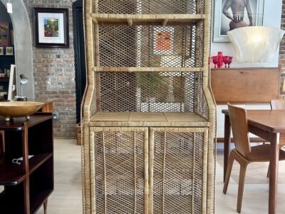 Vintage Rattan/Wicker Bookcase/ Etagere'