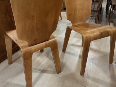 Pair of Thaden Jordan Bent Plywood Side Chairs- restored