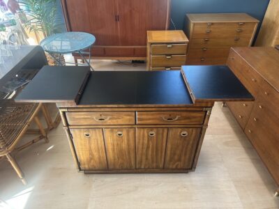 1970s Drexel 'Accolade' Campaign Style Cabinet Dry Bar/Cart