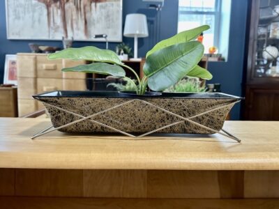 Mid Century Fiberglass Planter with Wire Stand