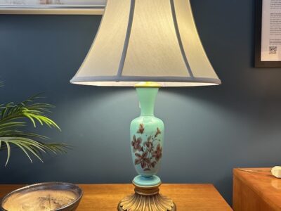 Vintage Aqua Opaline Glass Lamp