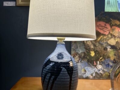 Vintage Blue Drip Glaze Pottery Lamp