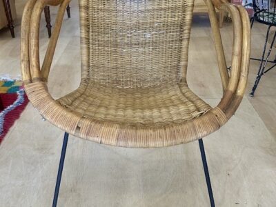 1960s Woven Lounge Chair with Iron base