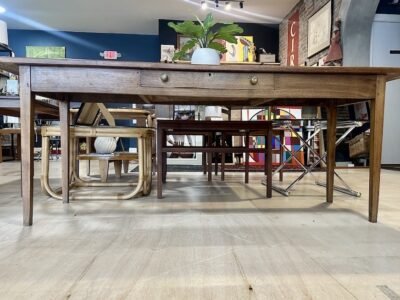 Antique French Farmhouse Work Table w/ Drawer
