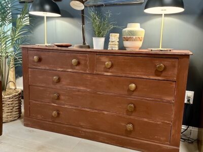 Primitive Storage Chest/Cupboard in Red Paint