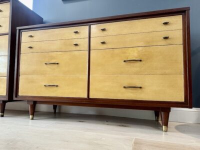 Mid Century Two Tone Mahogany Lowboy Dresser