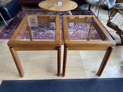 Pair of Danish Modern Teak & Glass End Tables