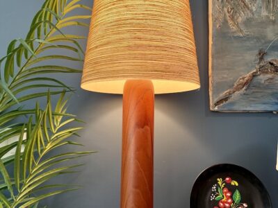 Tall Vintage Danish Cylindrical Teak Lamp