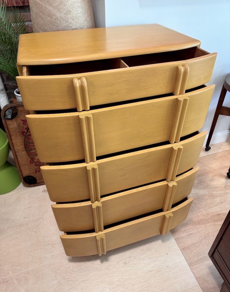 Vintage Heywood Wakefield "Airflow" Highboy Dresser 1930s - Image 6