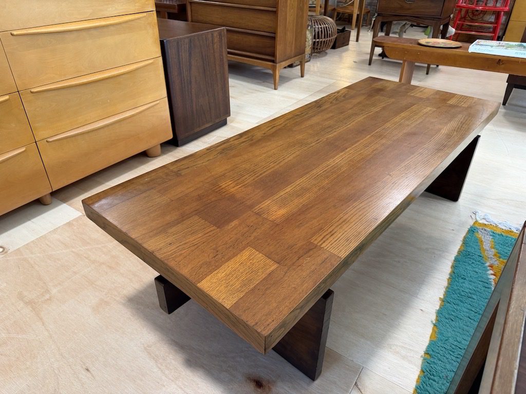 Brutalist Wooden Bench / Coffee Table by Lane - Image 7