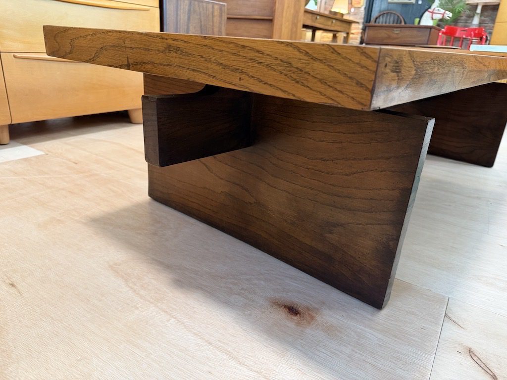 Brutalist Wooden Bench / Coffee Table by Lane - Image 5