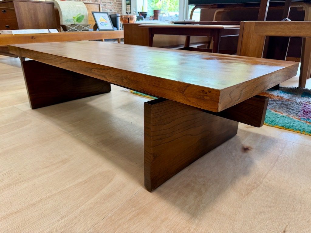 Brutalist Wooden Bench / Coffee Table by Lane - Image 4