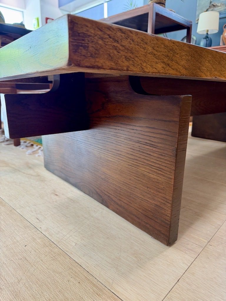 Brutalist Wooden Bench / Coffee Table by Lane - Image 8