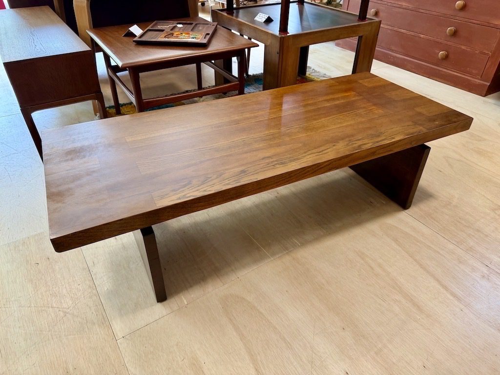 Brutalist Wooden Bench / Coffee Table by Lane - Image 11