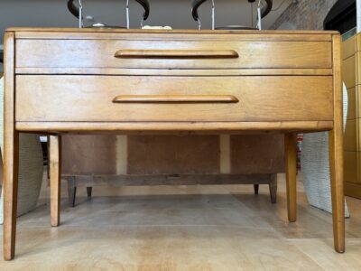 1940s 2 Drawer Solid Maple Console Table