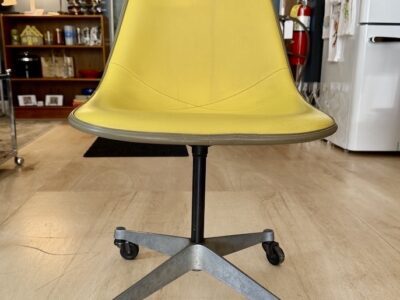 Vintage Eames Rolling Swivel Shell Chair with Vinyl Upholstery