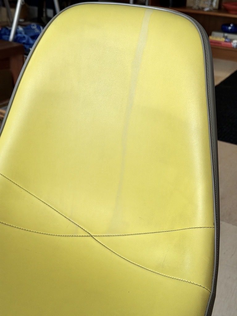 Vintage Eames Rolling Swivel Shell Chair with Vinyl Upholstery - Image 3