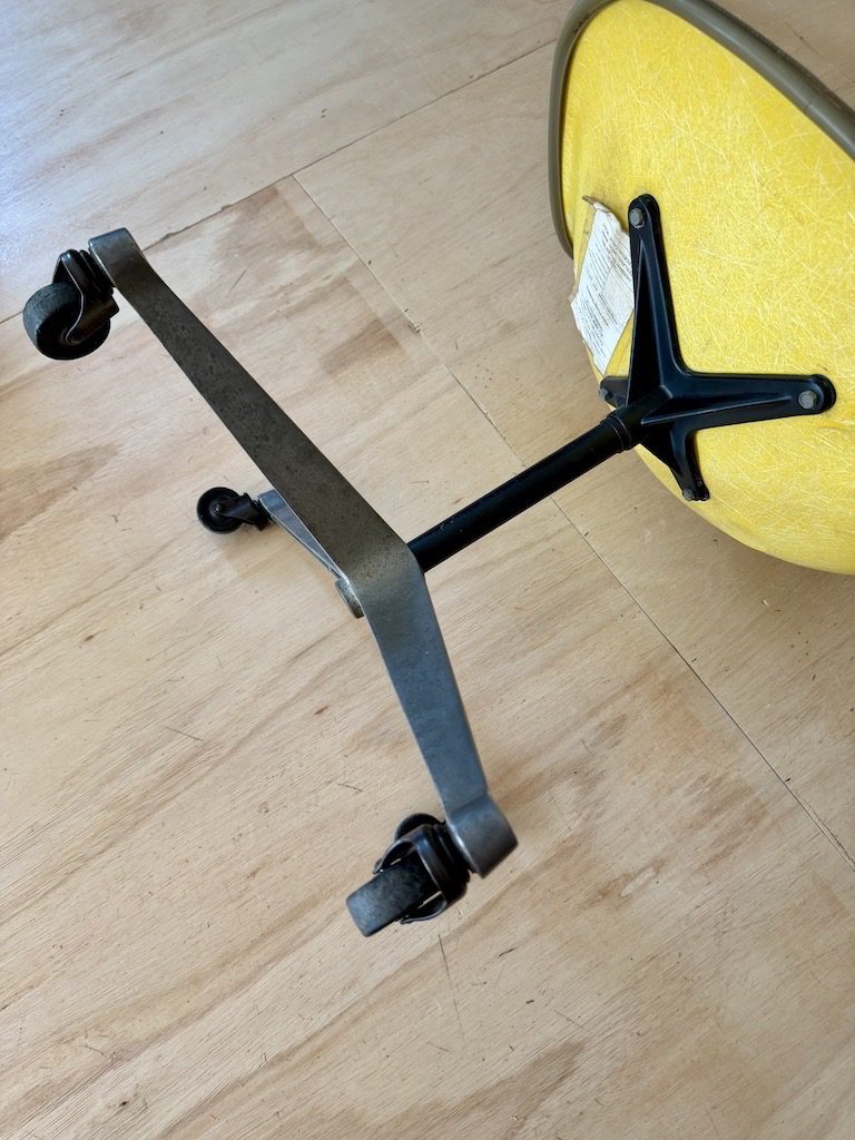Vintage Eames Rolling Swivel Shell Chair with Vinyl Upholstery - Image 14
